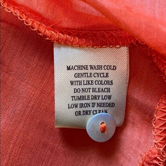 DYLAN Bright Orange 3/4 SleeveTunic Sheer Blouse-S - Picture 7 of 7